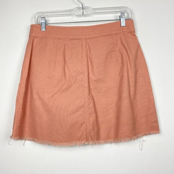 MADEWELL Peach Orange Denim Raw Edge Jean Mini Skirt Size 4 - Picture 7 of 7